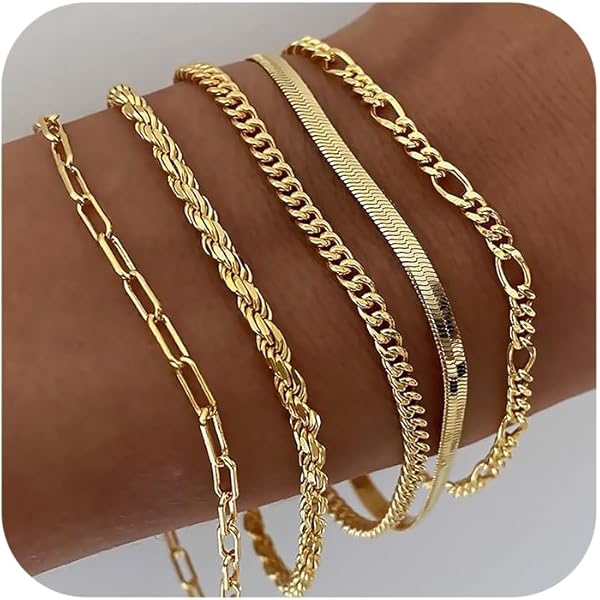 Amazon Gold Bracelets 14K Gold Bracelet Set For Women