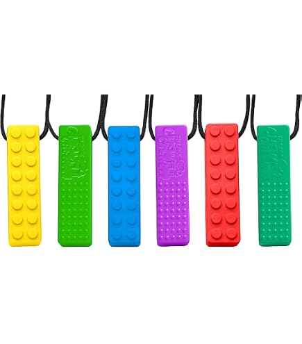 6 pezzi Sensory, collana da masticare in silicone, per bambini