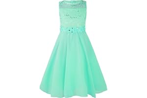 Freebily Vestito da Festa Ragazza Chiffon Lungo Vestito da Bambina Elegante per Cerimonia Principessa Abito da Sposa Vestito Damigella Matrimonio Compleanno