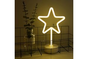 EAAERR Étoile lumières LED Enseignes au néon Lights avec base Veilleuses LED Neon Lights batterie USB Opération veilleuses Décoration pour Noël, anniversaire, salon, chambre, Saint Valentin