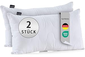 ‎KOMFORTEC Komfortec Kopfkissen 40x80 cm 2er Set, Höhenverstellbar Gesteppt Kissen, Oeko-TEX Zertifiziert, Allergiker geeignet