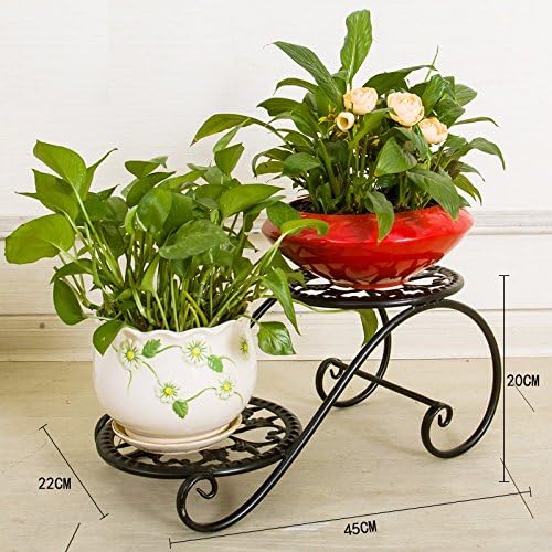 Iron Art Multi-layer flower racks floor-pots of indoor plants, European-style living room balcony showy, Black