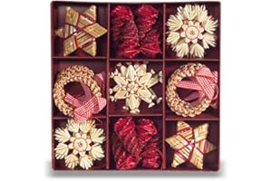 HEITMANN DECO Ozdoba choinkowa – zawieszka ze słomki 25-częściowy zestaw – zawieszka na choinkę z naturalnego materiału