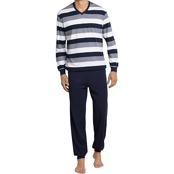Schiesser Heren pyjama lange nachtkleding set pyjamaset, Donkerblauw 180249, 54