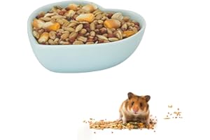 LuckyOpt Hamsternapf Keramik Herzform Haustier Futternapf Waschbar Kleintier Schalen Hamster Wassernapf für Meerschweinchen, Rennmäuse, Igel, Chinchilla, Papagei (Blau)