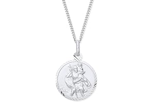 Old English Jewellers Sterling Silver ST Christopher Diamond Cut 17mm Pendant - Choice of Chain
