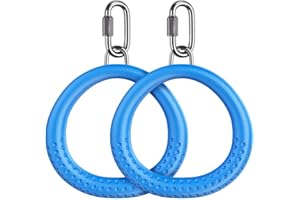 Dolibest Trapeze Ring, Swing Set Gym Ring Round Monkey Bar Handle Grip with Carabiner for Outdoor Playground Obstacle Course Playset Training Equipment Indoor Fun Activity