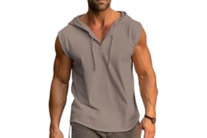 Cooleep Debardeur Homme Coton Musculation Tank Top Sport Tee Shirt sans Manche Débardeur à Capuche Fitness M-3XL