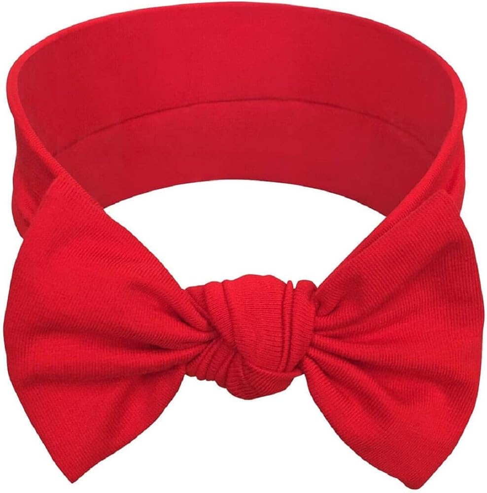 BABYGIZ Kız çocukları için bebek alın bandı, küçük çocuk, pamuk, el yapımı, fiyonklu, çocuk saç aksesuarı, kırmızı, 1 adet (1 adet)