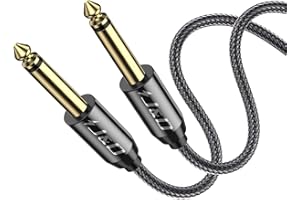 J&D 6.35mm Guitar Instrument Cable, Gold Plated Copper Shell Heavy Duty 6.35mm 1/4 inch TS Mono Audio Cable with Zinc Alloy Housing and Nylon Braid for Guitar, Multi Effects, Amplifiers, 3 Feet