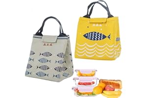 wilsonzin 2Pcs Portable Sac de Transport Repas, Sac à Lunch Isolé, sac de pique-nique, Imperméable Pliable sac isotherme pour Pique-nique, école, Bureau, Extérieur, hommes femmes adultes enfants