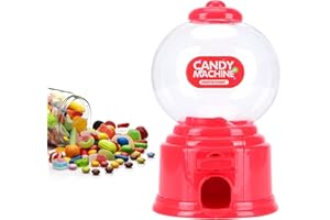 TOWEBOORY Máquina de Chicles de Plástico, Máquina Dispensadora de Dulces Máquina de Almacenamiento de Dulces Banco de Máquina de Chicles Mini Caja de Depósito de Dinero para Fiestas y Eventos (Rojo)