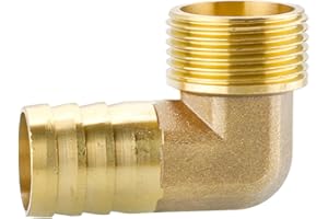 MOUMOUTEN Ottone 1" Gomito portagomma 90 gradi L Raccordo a spina ad angolo retto, filettatura maschio Giunto a spina Mender Giunto Adattatore per tubo flessibile Connettore per aria Acqua Olio(25mm)