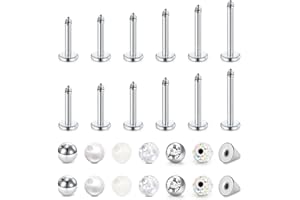 Longita 16G 6-10MM Stab Piercing Lippe Chirurgenstahl & Acryl Ersatzkugeln Piercing Kugel für Helix Tragus Piercing Ohrstecker Labret Lippenpiercing Ohrpiercing Conch Piercing für Damen