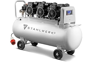 Compressore d'aria STAHLWERK ST 1010Pro, compressore silenzioso con 10 bar, serbatoio da 100 l, 69 dB e 3 motori brushless esenti da usura, potenza di 5,67 HP/4170 W, 7 anni di garanzia del produttore