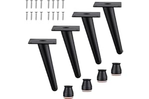 Gueenky 4 Pezzi Piedini per Mobili Neri 15 cm, Gambe di Mobili Coniche Piedi per Divano in Metallo Piedi in Ferro per Tavolino Gambe per Divano Tavolino Armadi, Capacità di Carico 300 kg