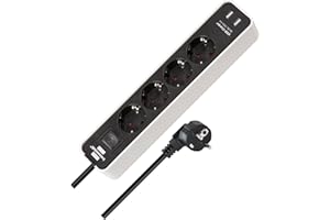 Brennenstuhl Steckdosenleiste Ecolor 4-Fach mit USB (Mehrfachstecker mit 2X USB Charger, Mehrfachsteckdose mit Schalter und 1,5m Kabel) weiß/schwarz
