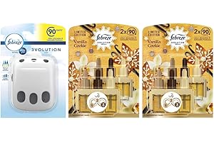 GENERIC Ambi Pur Febreze 3Volution Air Freshener Plug-in Diffuser Refill Case + Febreze 3Volution Air Freshener Plug in Refills, Pack of Two, 2 x 40 ml, Vanilla Cookie Scent
