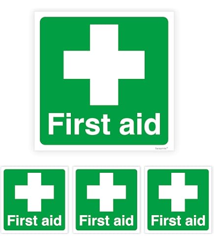 10 Adesivi Di Primo Soccorso Impermeabili 7x7 Cm - Adesivi In Vinile Per Trattamento Di Emergenza - Knifius