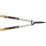 Fiskars SmartFit Teleskop-Heckenschere, Antihaftbeschichtet, Hochwertige Stahl-Klingen, Länge: 68 bis 93 cm, Schwarz/Orange, 