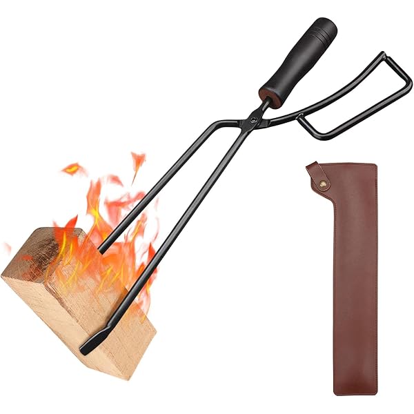 Peosevi Fireplace Log Tongs, Firewood Tongs | Campfire Fireplace Tongs For Wood  Burner/Open Fires/Coal, Outdoor Camping Fire Pit Tools Tongs, Long Logs  Tweezers With PU Leather Case - 40cm (Black) : Amazon.co.uk: