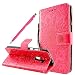 Produktbild Fraelc® Huawei Honor 6X Hülle Premium Kunstleder Tasche im Bookstyle Klapphülle mit Weiche Silikon Handyhalter Lederhülle für Huawei Honor 6X Indische Sonne Design Brieftasche - Rosarot