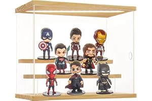 Nynelly Vitrina de Colección con Luz, Vitrina Funko Pop Vitrina Acrílica de 3 Niveles con Puerta, Caja de Exhibición Transparente,Vitrinas de Exposición para Coleccionables Figuras Juguetes