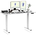 FLEXISPOT E6 MAX 140x80 Electric Standing Desk with USB Dual Motors 3 Stage One Piece Height Adjustable Sit Stand Up with Memory Smart Panel(White Frame+White Top)
