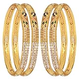 Mansiyaorange Traditional Fancy Designer Casual Party Four Peacock One Gram Golden Bangles for Women Wax Hand Work
