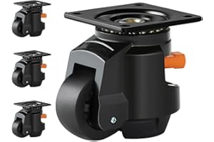 VEVOR Ruote Girevoli per Mobili Set di 4 Ruote Livellanti per Carichi Pesanti Capacità di Carico Max. 1000 kg Diametro 63,5 mm, Ruote Girevoli Regolabili con Piedini per Mobili Banco di Lavoro 4 Pezzi