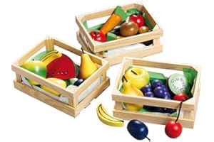 Happy People 45005 - Cestino in Legno con Legno di Frutta / Verdura 13,5 x 10 x 6 cm ordinati, Multicolore