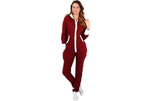 Parsa Fashions ® Womens Plain Zipper Onesie Ladies Onepiece All in One Hooded Zip Up Overall Jumpsuit Playsuit S-XL 8-16