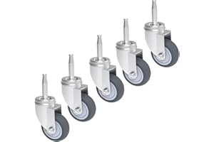 RILIDRI 2-Inch Caster Wheels, (Stem Diameter 8mm or 5/16", Length 38mm or 1.5") - Set of 5 Replacement Wheels for Shop-Vac, Furniture