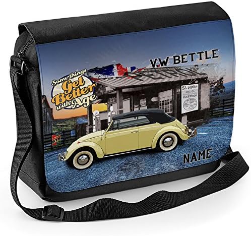 Personalised Vw Beetle Classic Car School Shoulder Work Messenger College Bag Gift