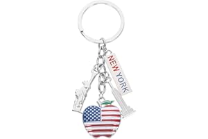 Amosfun Porte-clés en métal Statue de la Liberté Drapeau New York Print Porte-clés suspendu pour la fête nationale du 4 juillet, cadeau souvenir