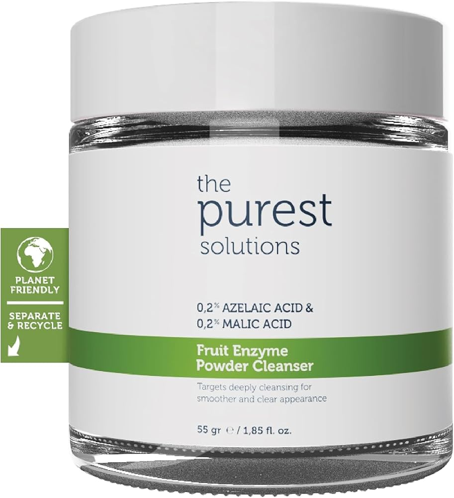 The Purest Solutions, Arındırıcı ve Canlandırıcı Tüm ciltler için Meyve Asitleri İçeren Toz Temizleyici 55 Gr (%0,2 Azelaik Asit & Malik Asit)