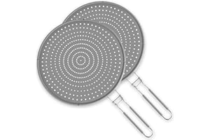 Windfromort Protector de Salpicaduras de Cocina, 2 Piezas, Material Silicona - Mango Plegable para Almacenamiento Compacto, Resistente al Calor y Aceite | Ideal para Cocina y Sartenes