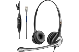 Wantek - Auriculares con micrófono de cancelación de Ruido para teléfono Central de Llamadas con plantronics M10 M12 M22 MX10 amplificadores o Cisco 7942 7971 Binaural F602C1