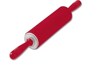 Original Kaiser Kaiserflex Red silikonowy wałek do ciasta, 49 x 6,5 cm, silikonowy wałek do ciasta, z metalowym rdzeniem, ergonomiczne uchwyty, odporne na temperaturę do 200°C, czerwony