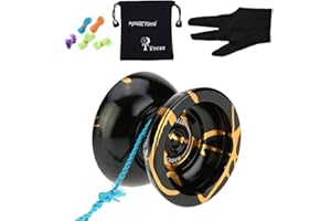 MAGICYOYO Yoyos Professional Magic Yoyo N11 Yo-yo no responde con Bolsa de Guantes y 12 Cuerdas de Juguete de Aluminio para niños Adultos, Negro y Dorado