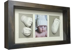 MOLDEARTEBABY UN RECUERDO INOLVIDABLE Kit De Marco Y Alginato Moldes Para Hacer La Huella Del Bebe En 3d, Regalos Para Niño Recien Nacido, Para Baby Shower, Un Recuerdo De Su Primer Año (WENGUE GRIS, 20 x 5 x 30 cm)
