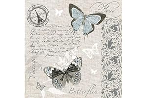 CRAFTY THINGS CraftyThings 4 x Paper Napkins - Butterfly Postcard - Ideal for Decoupage/Napkin Art