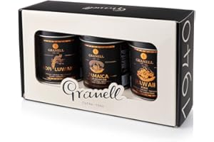 GRANELL CAFES-1940 Granell Cafés · 1940 - Pack Exotic Collection | Café en Grano 100% Arabica de Kopi Luwak, Jamaica y Hawaii | 3 Paquetes