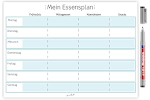 ‎MAGSTICK Mein Essensplan I dv_357 I DIN A4 I Whiteboard Essensplaner für die ganze Woche I abwischbar I blau I mit selbstklebender Rückseite