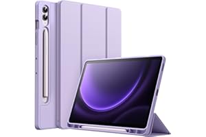 JETech Coque pour Samsung Galaxy Tab S9 FE+ / S9 FE Plus 12,4 Pouces avec S Pen Porte-Stylet, Tablette Étui Housse de TPU Souple à Trois Volets Support, Soutien Chargement du S Pen (Violet Clair)