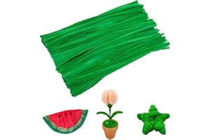 MOCASTLE 100 PCS Pipe Cleaners for Craft, Fruit Green 30cm Long, Flexible Pipe Cleaners for DIY Arts and Crafts Project, Plush Wire Bending Handcraft Decoration