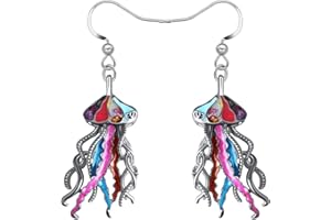 NEWEI Cute Enamel Whale Octopus Jellyfish Shark Earrings Dangle Beach Jewelry for Women Girls Sea Animals Gifts