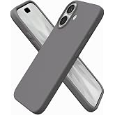URUCHI iPhone 17 ile Uyumlu Kılıf, İ&ccedil;i Kadife Kaplamalı İnce Sıvı Silikon Tam Koruma Yumuşak Jel Silikon Kapak, Gri