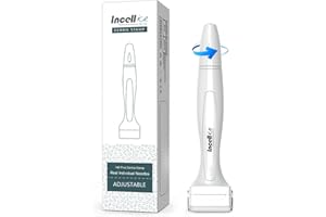 INCELLICE Derma Stamp Capelli, Dermastamp Regolabile 0-3mm Professionale Microneedling Stamp per Viso, 140 Titanio Microneedling Pen Derma Roller per Barba, Corpo - Bianco