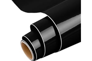IModeur Black Permanent Vinyl for Cricut, 12" x 5 Ft Permanent Vinyl Roll for Cricut, Silhouette & Cameo, Vinyl for Mug, Cup, Window & Home Decal, and Other DIY Projects